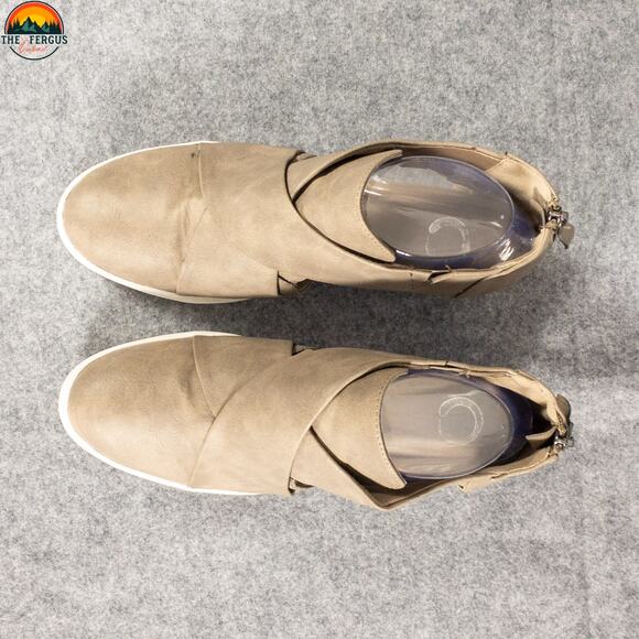 Journee Collection Seena Ankle Booties Tan Wedge Heels Back Zip Women's Size 8.5 - Picture 6 of 11